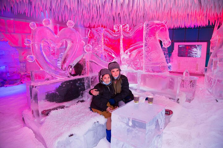Experience Dubai's Chillout Ice Lounge where stunning ice sculptures and unique seating offer a refreshing escape from the desert heat complete with delicious hot beverages and tasty treats.
